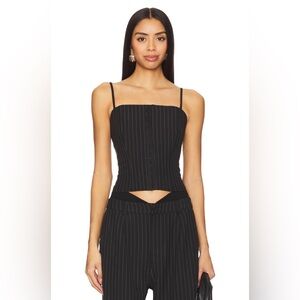 SNDYS Revolve Zadie Corset Black Pinstripe Top Size XL NWT